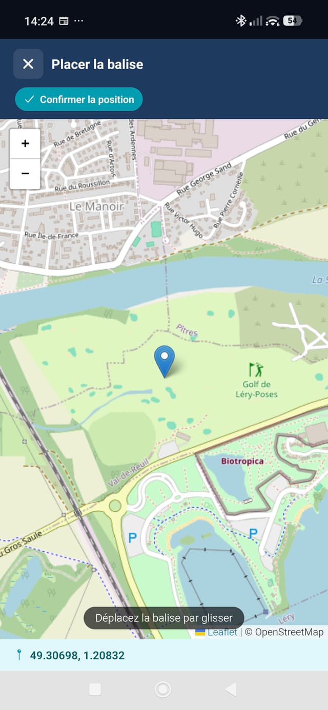 Placement d'une balise sur la carte